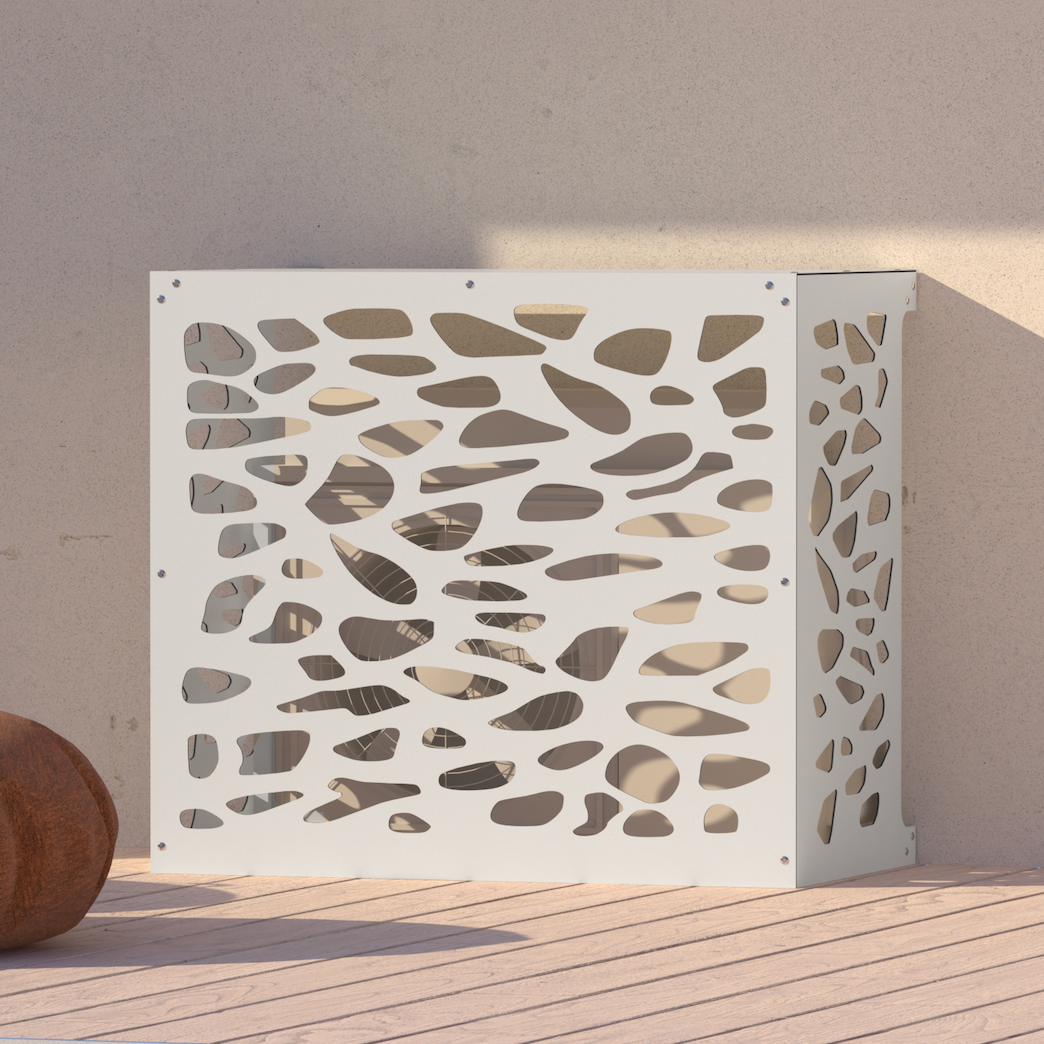 Cache climatiseur extérieur Pierres Blanc - Clim-Box